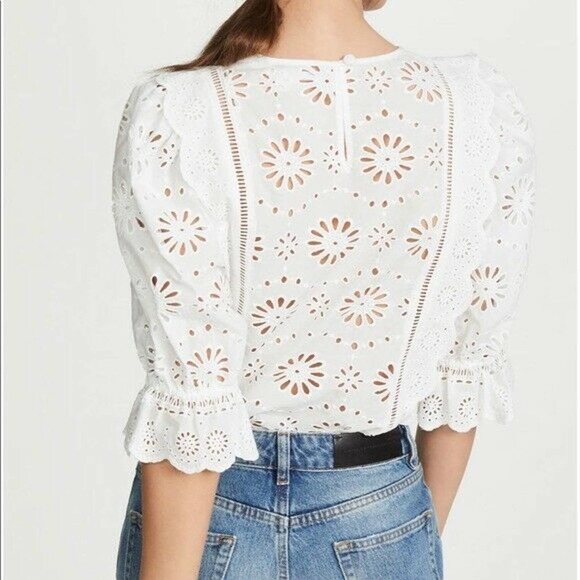 Veronica Beard Gale Blouse White Embroidery White - Picture 2 of 9